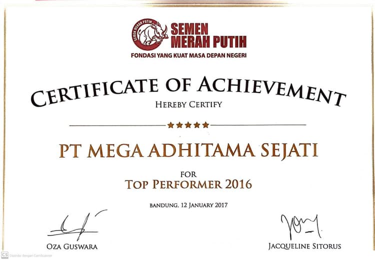 Certificate of Archivement
